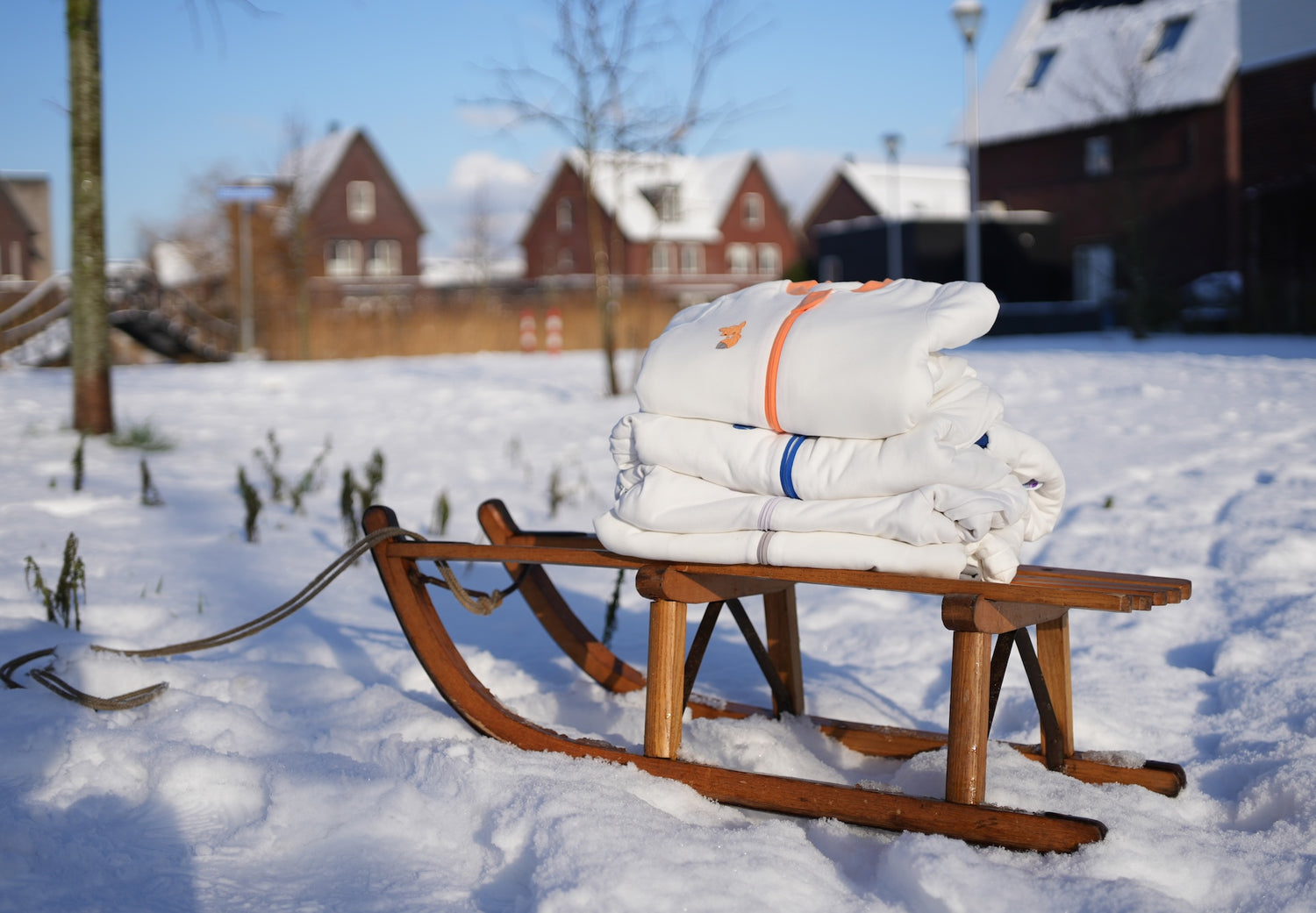vosbos slaapzak met benen for sensitive skin in snow